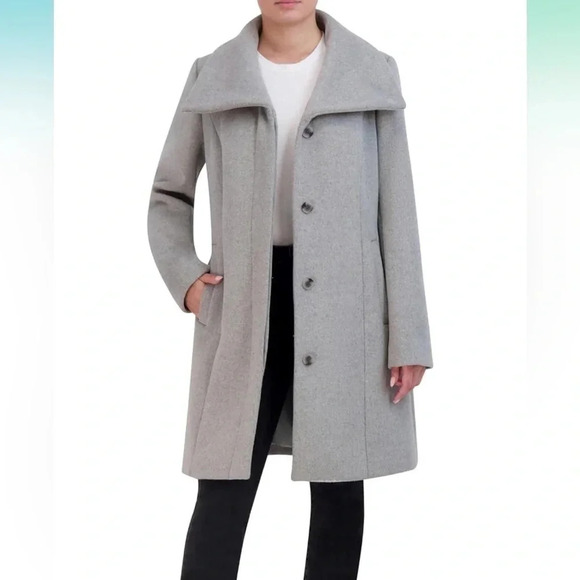 Cole Haan womens Double Face Wool Button-up Coat With Convertible Collar NWT - Picture 8 of 11